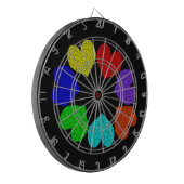 Floral Rainbow Love Hearts Dart Board Dartbord (Voorkant Links)