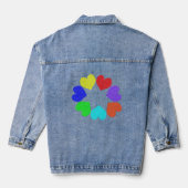 Floral Rainbow Love Hearts Denim Jacket (Achterkant)