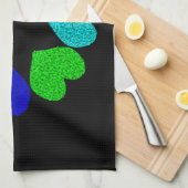 Floral Rainbow Love Hearts Kitchen Towel Theedoek (Quarter Fold)