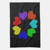 Floral Rainbow Love Hearts Kitchen Towel Theedoek (Verticaal)