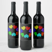 Floral Rainbow Love Hearts Labels Wijn Etiket (Flessen)