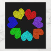 Floral Rainbow Love Hearts Labels Wijn Etiket (Enkel label)