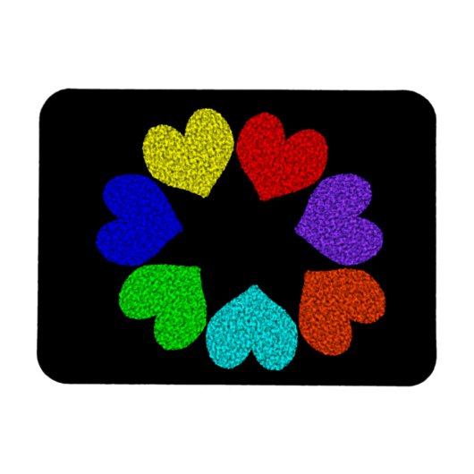 Floral Rainbow Love Hearts Magnet Magneet (Horizontaal)