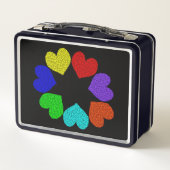 Floral Rainbow Love Hearts Metal Lunch Box (Achterkant)