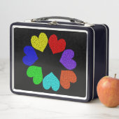 Floral Rainbow Love Hearts Metal Lunch Box (In situ)