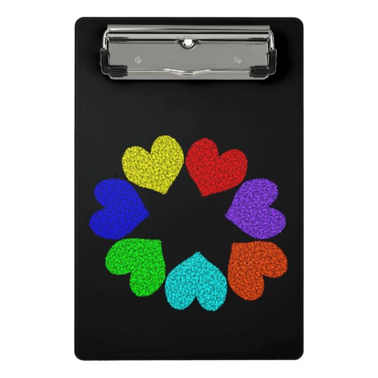 Floral Rainbow Love Hearts Mini Cliboard Klembord (Voorkant)
