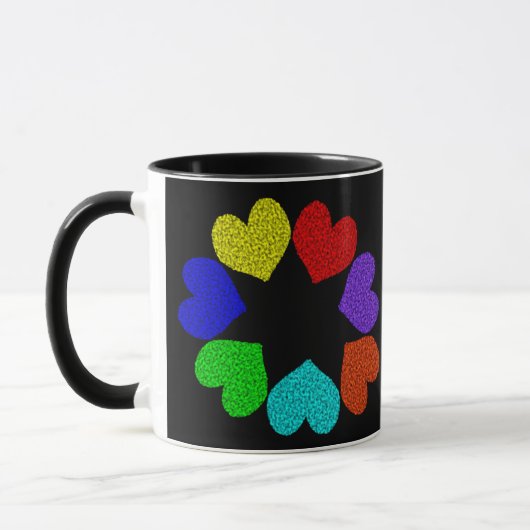 Floral Rainbow Love Hearts Mok (Links)