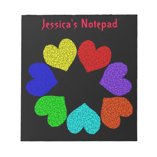 Floral Rainbow Love Hearts notebook Notitieblok (Voorkant)
