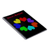 Floral Rainbow Love Hearts Notitieboek (Rechterzijde)