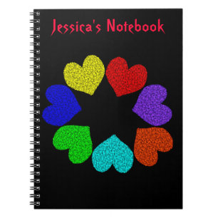 Floral Rainbow Love Hearts Notitieboek