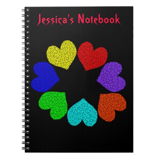 Floral Rainbow Love Hearts Notitieboek (Voorkant)