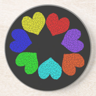 Floral Rainbow Love Hearts Onderzetters