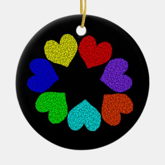 Floral Rainbow Love Hearts Ornament (Voorkant)