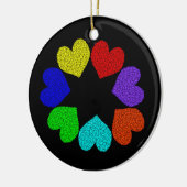 Floral Rainbow Love Hearts Ornament (Links)
