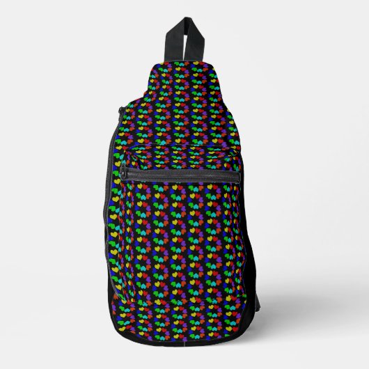 Floral Rainbow Love Hearts Pattered Sling Bag (Voorkant)
