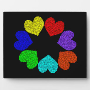 Floral Rainbow Love Hearts Plaque Fotoplaat