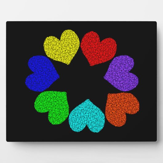 Floral Rainbow Love Hearts Plaque Fotoplaat (Voorkant)