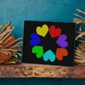 Floral Rainbow Love Hearts Plaque Fotoplaat (Zijkant)