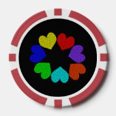 Floral Rainbow Love Hearts Poker Chips (Voorkant)