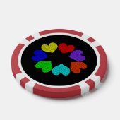 Floral Rainbow Love Hearts Poker Chips (Enkel)