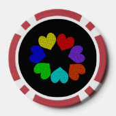 Floral Rainbow Love Hearts Poker Chips (Achterkant)