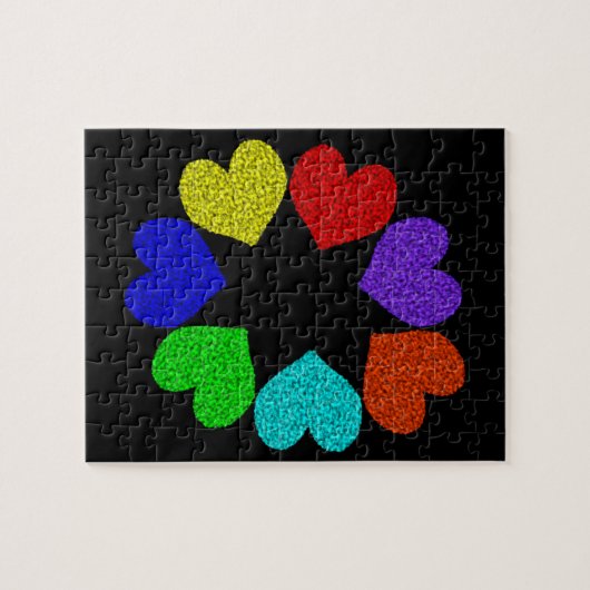 Floral Rainbow Love Hearts Puzzle Legpuzzel (Horizontaal)