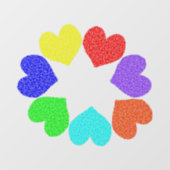 Floral Rainbow Love Hearts Raamsticker (Vel)