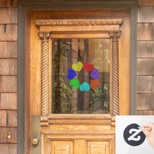 Floral Rainbow Love Hearts Raamsticker (Huis Deur)