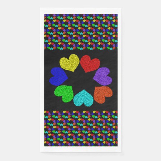 Floral Rainbow Love Hearts Servet (Voorkant)