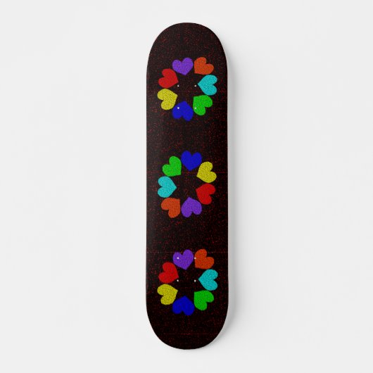 Floral Rainbow Love Hearts Skateboard (Voorkant)