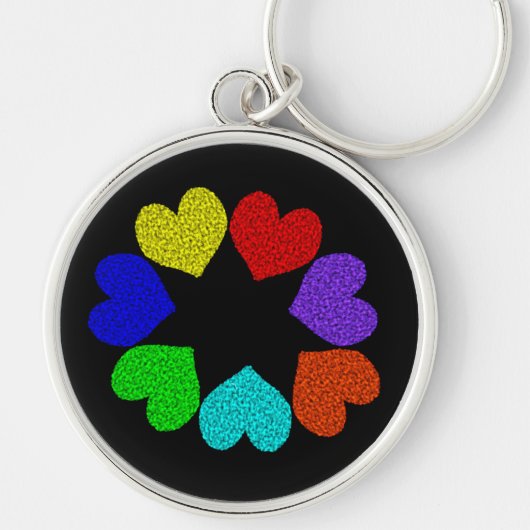 Floral Rainbow Love Hearts Sleutelhanger (Voorkant)