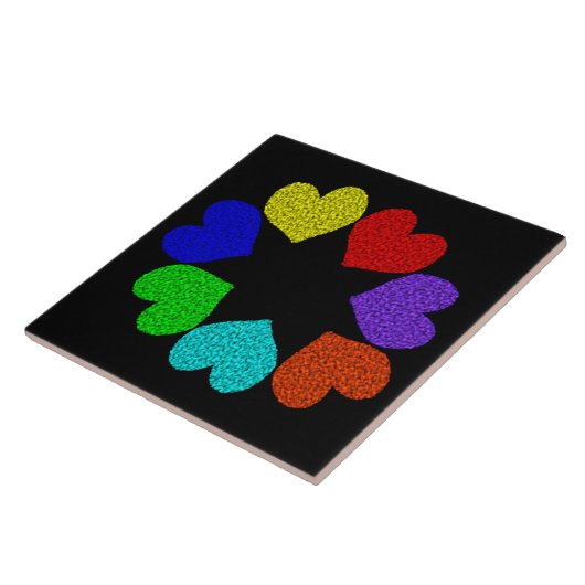 Floral Rainbow Love Hearts Tegel Tegeltje (Zijkant)