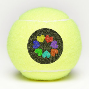 Floral Rainbow Love Hearts Tennisballen
