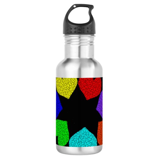 Floral Rainbow Love Hearts Waterfles (Voorkant)