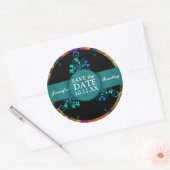 Floral Rainbow Round Save the Date Sticker (Envelop)