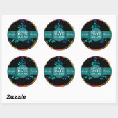 Floral Rainbow Round Save the Date Sticker (Vel)