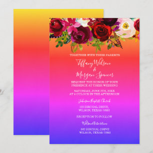 Floral Rainbow Same-Sex Marriage bruiloft Invite Kaart