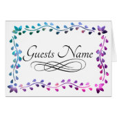 Floral Rainbow Seining Guests Name Table Card (Voorkant Horizontaal)