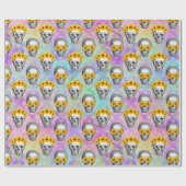 FLORAL RAINBOW SKULL WRAPPING PAPIER (Vlak)