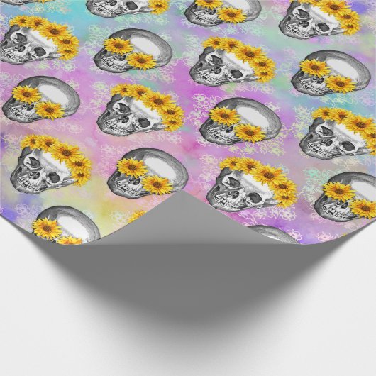 FLORAL RAINBOW SKULL WRAPPING PAPIER (Hoek)