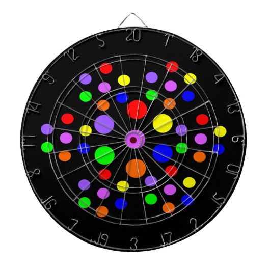 Floral Rainbow Spots Dart Board Dartbord (Voorkant)