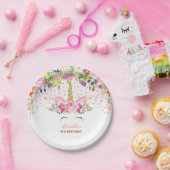 Floral Rainbow Unicorn Girl Birthday Bord (Feest)