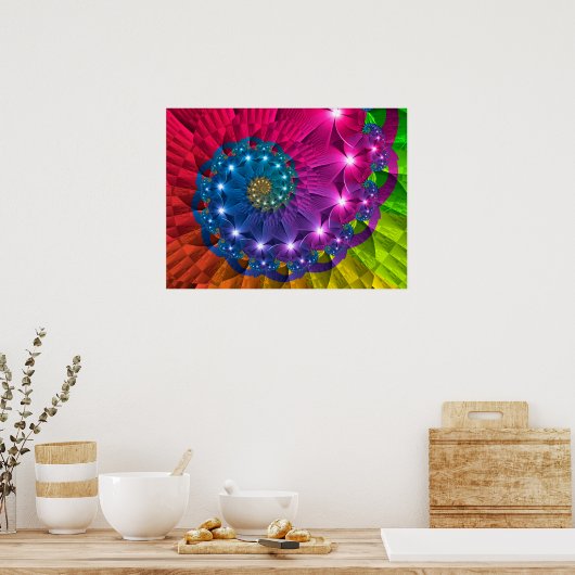 Floral Rainbow Vortex Poster (Keuken)