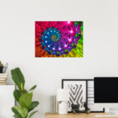 Floral Rainbow Vortex Poster (Thuiskantoor)