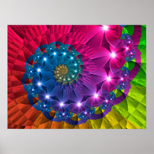 Floral Rainbow Vortex Poster