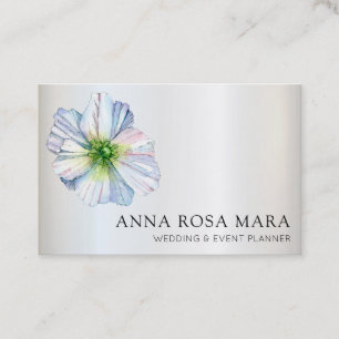 *~* Floral Rainbow White Anemone QR code Visitekaartje