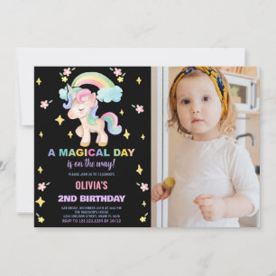 Floral Rainbows Unicorn Verjaardag Uitnodigingen f
