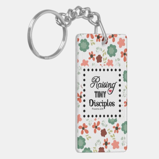 Floral Raising Tiny Disciples Proverbs 22:6 mam Sleutelhanger (Voorkant Links)