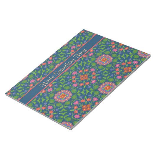 Floral Rangoli op Deep Blue Notitieblok of Jotter (Schuin)
