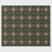 Floral Rangoli Pattern, Black Wrapping Paper Cadeaupapier (Vlak)